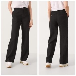 Part Two Copenhagen Black Linen BegittaPW Pants Straiggt Leg Full Length size 12